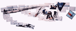 DAVID HOCKNEY : PHOTOS. Photo Collage: "Photographing Annie Leibovitz While She's Photographing Me, Mojave Desert, Feb. 1983"