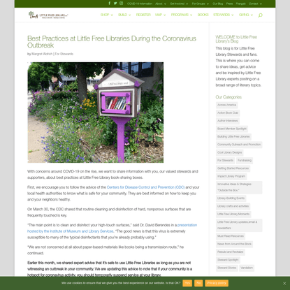 Best Practices at Little Free Libraries During the Coronavirus Outbreak - Little Free Library