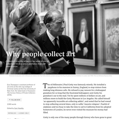 What drives art collectors to buy and display their finds? - Erin Thompson | Aeon Essays