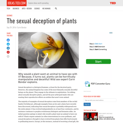 The sexual deception of plants