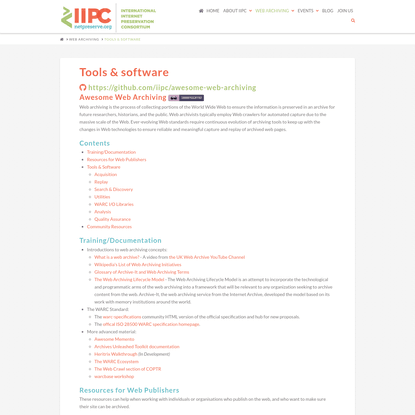 Tools &amp; software - IIPC