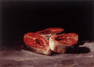 19. STOLETÍ_Francisco Goya, Zátiší se třemi lososovými steaky