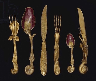 Salvador Dali silver-gilt cutlery, 1957