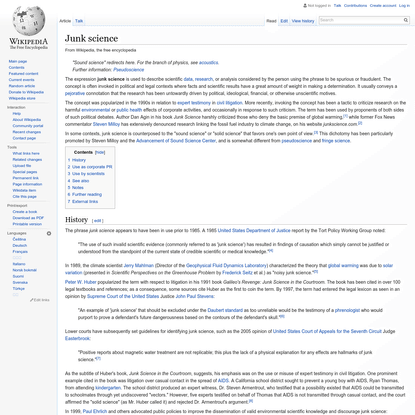 Junk science - Wikipedia, the free encyclopedia