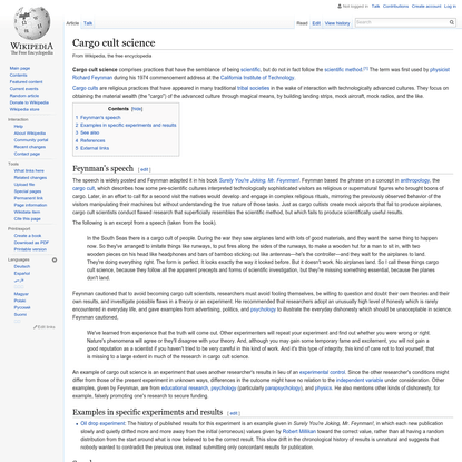 Cargo cult science - Wikipedia, the free encyclopedia