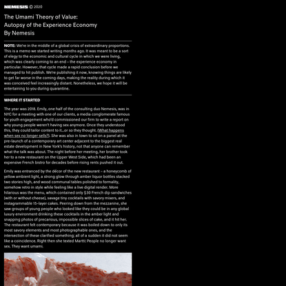 Nemesis | The Umami Theory of Value