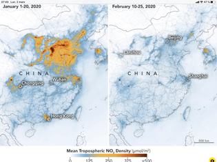 Before/after nitrogen clouds hovering over China (Latour's Twitter)