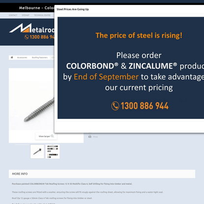 COLORBOND® Roofing Screws, Australia | Metal Roofing Online