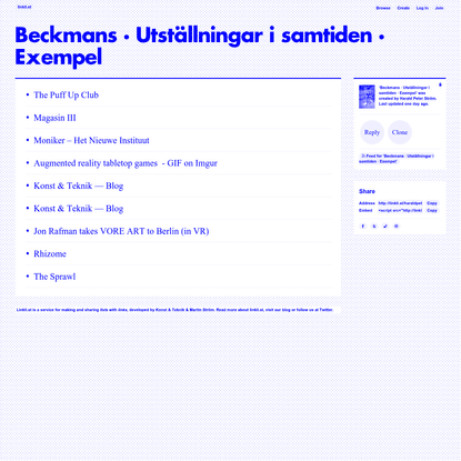 Beckmans · Utställningar i samtiden · Exempel · linkli.st