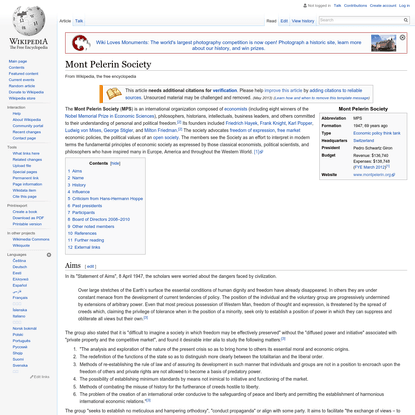 Mont Pelerin Society - Wikipedia, the free encyclopedia