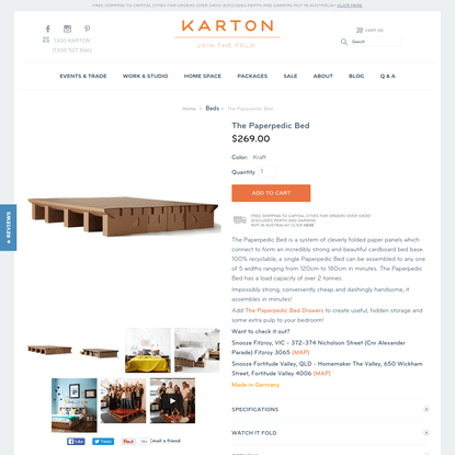$269.00 - Tim Vardy - Paperpedic Bed | Karton
