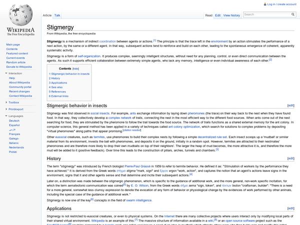 Stigmergy - Wikipedia, the free encyclopedia