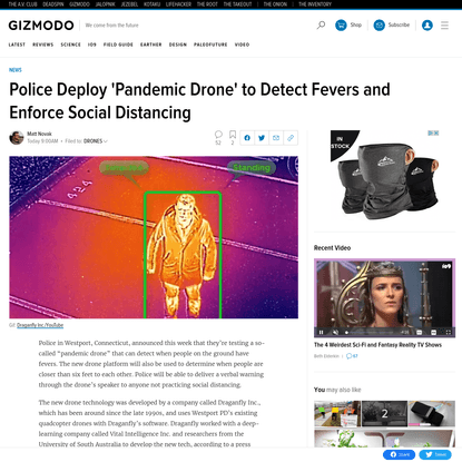 Police Deploy 'Pandemic Drone' to Detect Fevers and Enforce Social Distancing