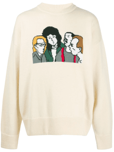 [TOP] band graphic white sweater