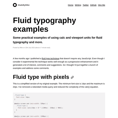 Fluid typography examples - MadeByMike