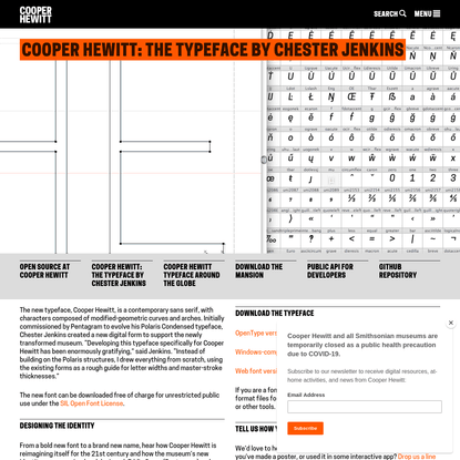Cooper Hewitt: the typeface by Chester Jenkins | Cooper Hewitt, Smithsonian Design Museum
