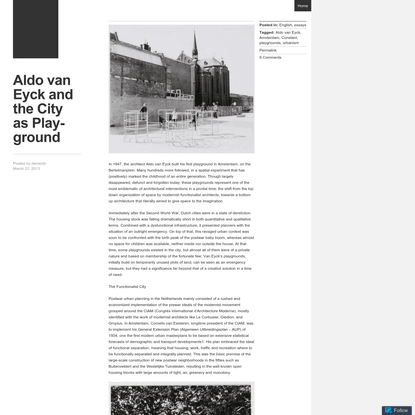 Aldo van Eyck and the City as Play­ground