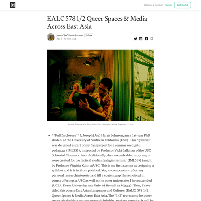 EALC 578 1/2 Queer Spaces & Media Across East Asia