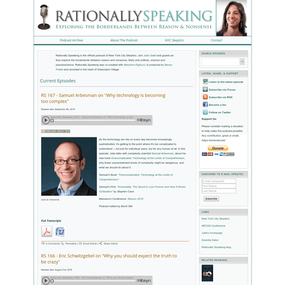 Rationally Speaking | Official Podcast of New York City Skeptics - Current Episodes