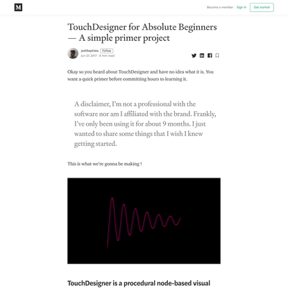 TouchDesigner for Absolute Beginners — A simple primer project