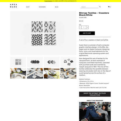 Bitmap Textiles - Coasters Black/White