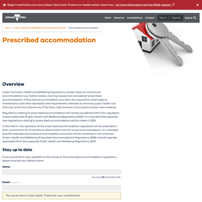 Prescribed Accommodation :: Public Health and Wellbeing Regulations Review