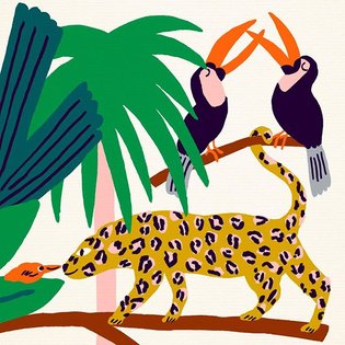 Jungle for Arket children collection 🐆🦜🌴🌴🌴 @arket_children #illustration #print #jungle