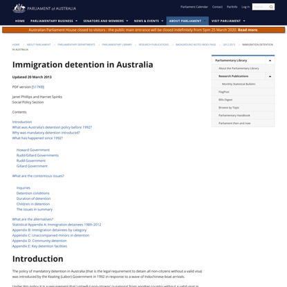 Immigration detention in Australia – Parliament of Australia