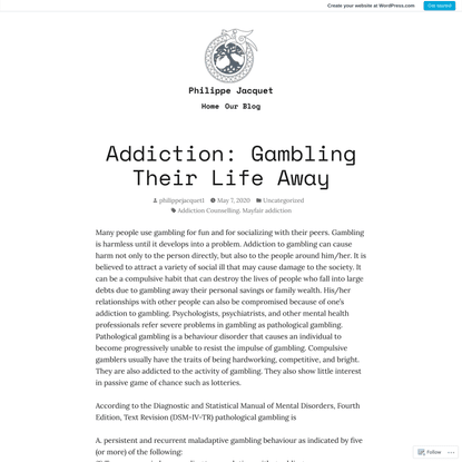 Addiction: Gambling Their Life Away