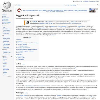 Reggio Emilia approach - Wikipedia, the free encyclopedia