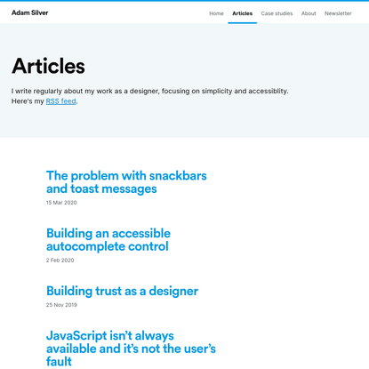 Articles | Adam Silver | Designer, London, UK.