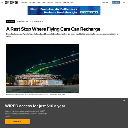 A Rest Stop Where Flying Cars Can Recharge