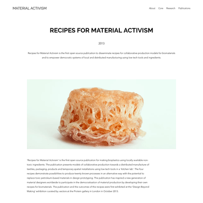 Recipes for Material Activism | Material Activism