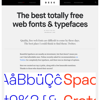 The best totally free web fonts &amp; typefaces - DESK Magazine