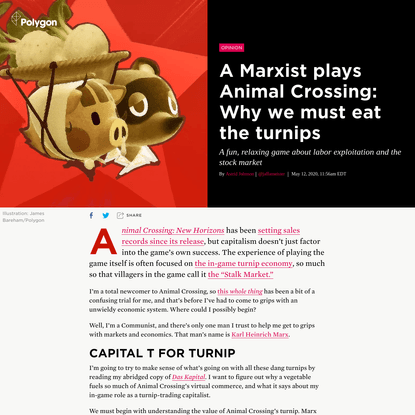 A Marxist plays Animal Crossing: Why we must eat the turnips