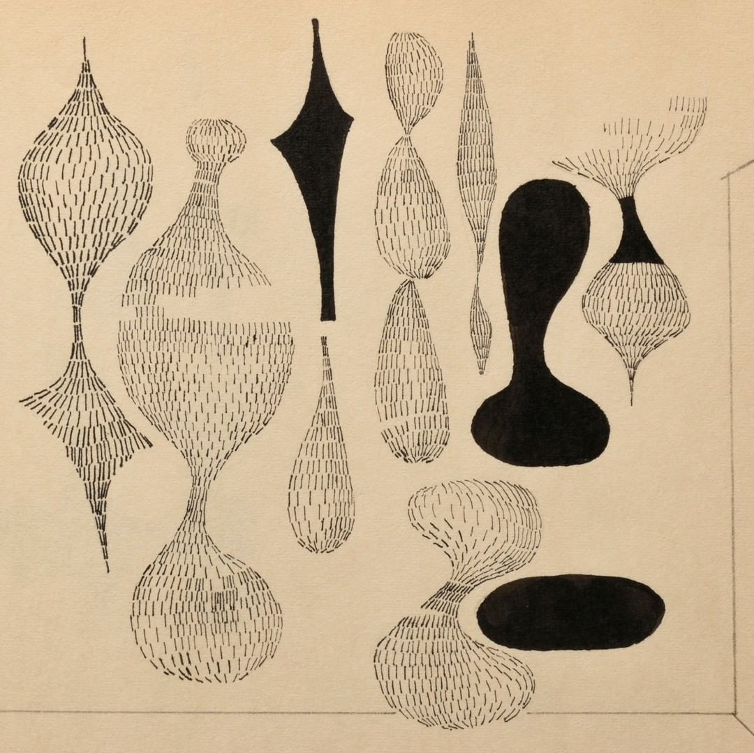 Sewell Sillman, detail from notebook sketch [of Ruth Asawa sculptures], 1949. Black Mountain College Museum + Arts Center permanent collection. Gift of the Estate of Sewell Sillman and Adam Tamsky.