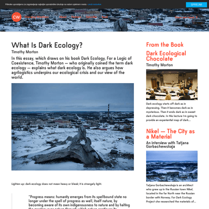 What Is Dark Ecology?