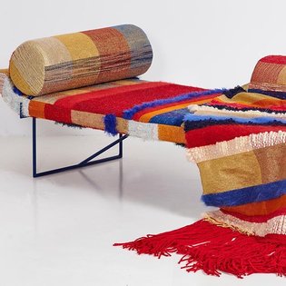 'LOOM' Nicholas Coutts X @southernguildgallery This hand woven Post Modern inspired chaise long is an amalgamation of yarns ...