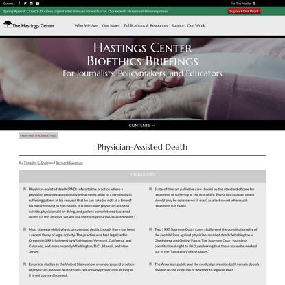 Physician-Assisted Death - The Hastings Center