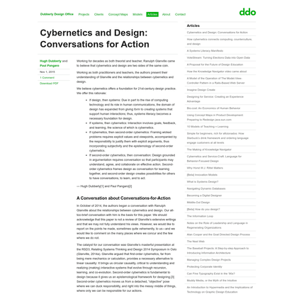 Cybernetics and Design: Conversations for Action
