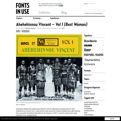 Ahehehinnou Vincent – Vol 1 (Best Woman) - Fonts In Use