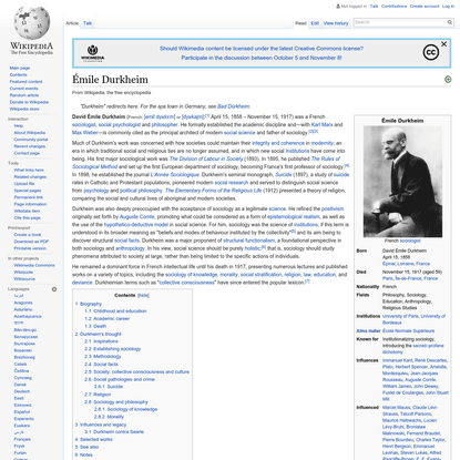 Émile Durkheim - Wikipedia, the free encyclopedia