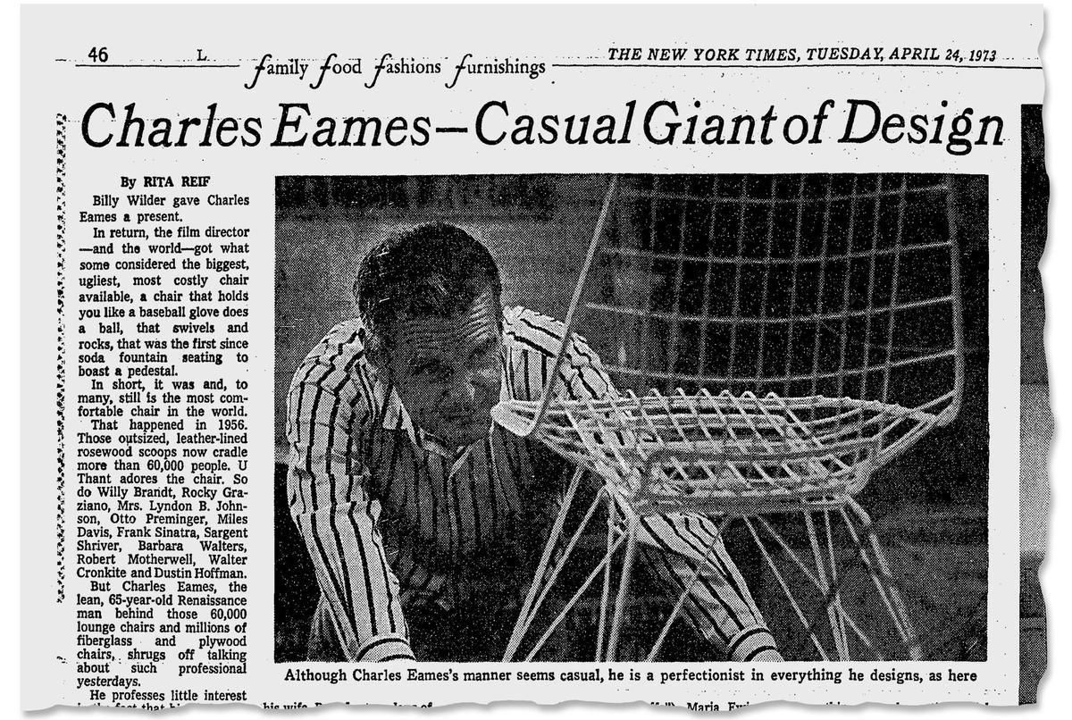 A profile of Charles Eames, which appeared in The Times on April 24, 1973.