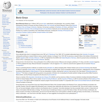 Boris Groys - Wikipedia, the free encyclopedia