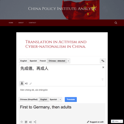 Translation in Activism and Cyber-nationalism in China.