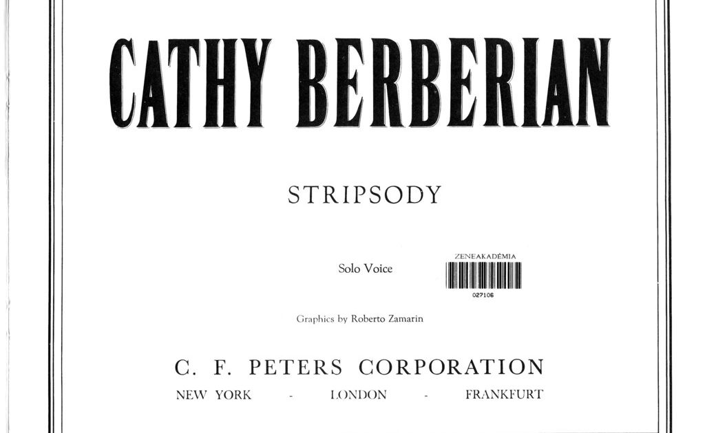 Cathy Berberian, Stripsody, 1966, Graphic Score - PDF | Are.na
