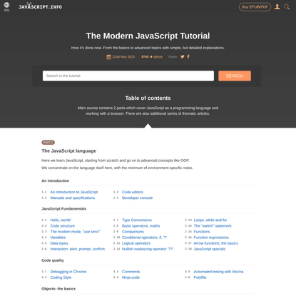 The Modern JavaScript Tutorial