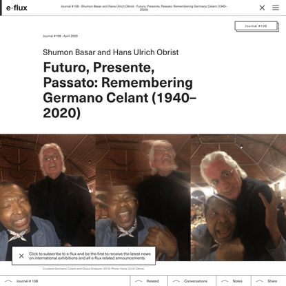 Futuro, Presente, Passato: Remembering Germano Celant (1940–2020)