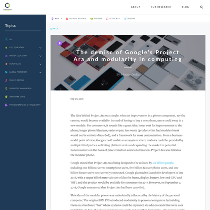 The demise of Google’s Project Ara and modularity in computing - Christensen Institute