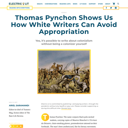 Thomas Pynchon Shows Us How White Writers Can Avoid Appropriation - Electric Literature